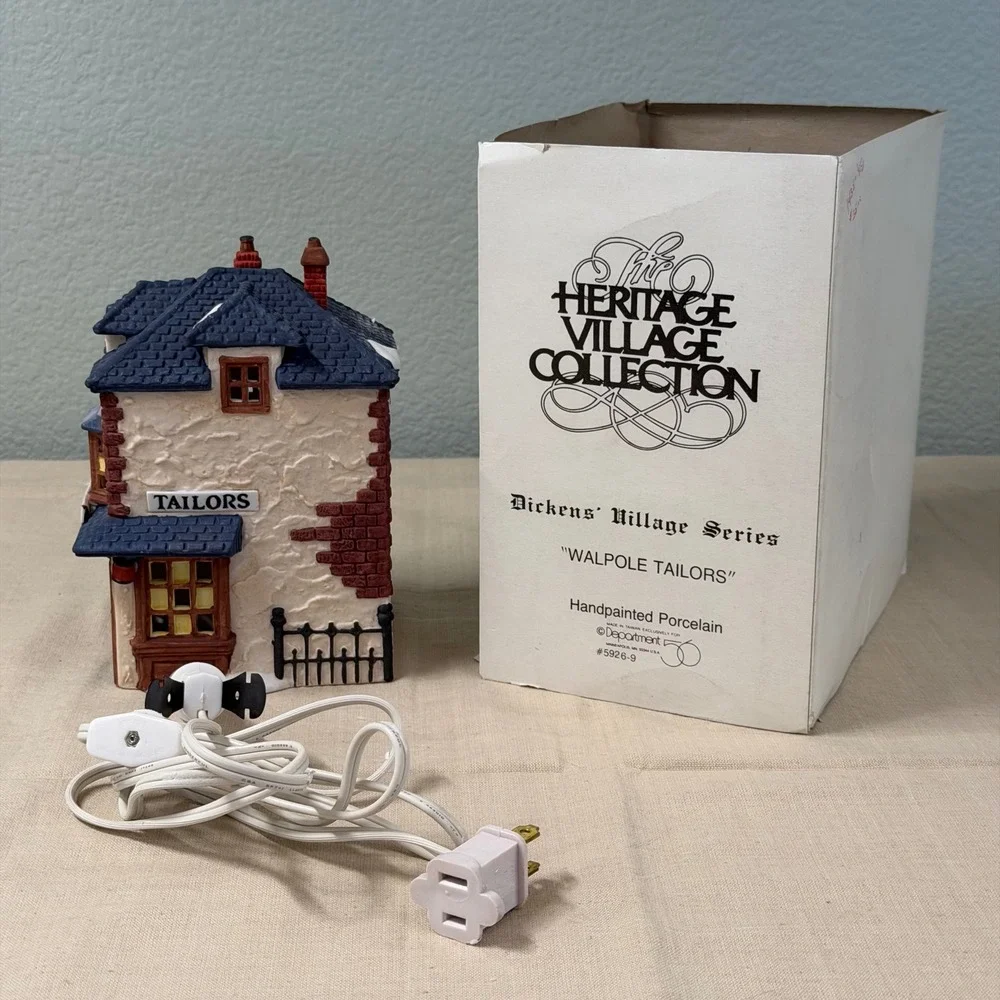Walpole Tailors Lighted Christmas Village House English Storefront Decor 7 Inch